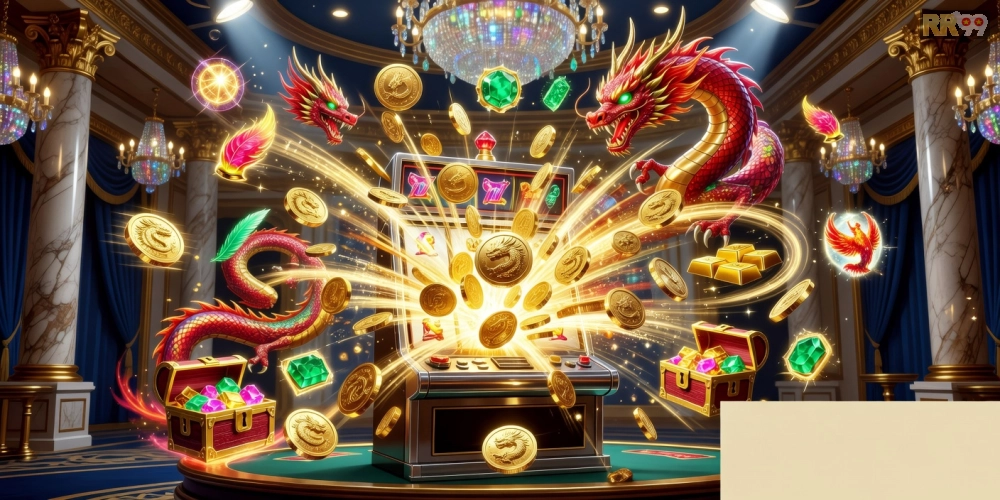 Hình ảnh hấp dẫn về trò chơi nổ hũ siêu to trên 69vn với jackpot khổng lồ và biểu tượng vàng óng