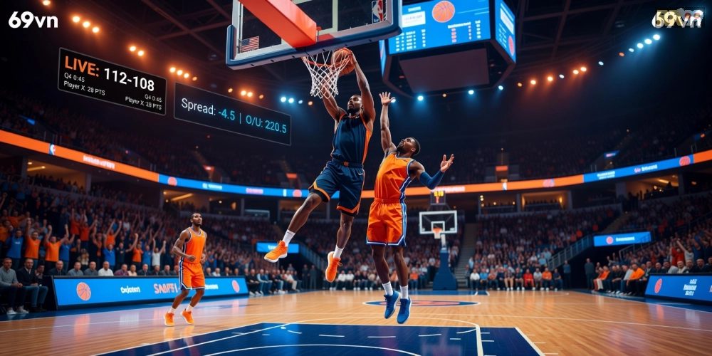 Giao diện cá cược bóng rổ NBA trên nền tảng 69vn với các trận đấu đỉnh cao